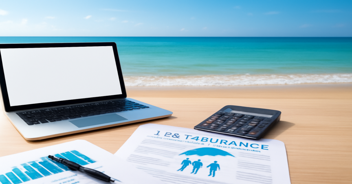 A serene beach scene symbolizing life insurance and family financial security.