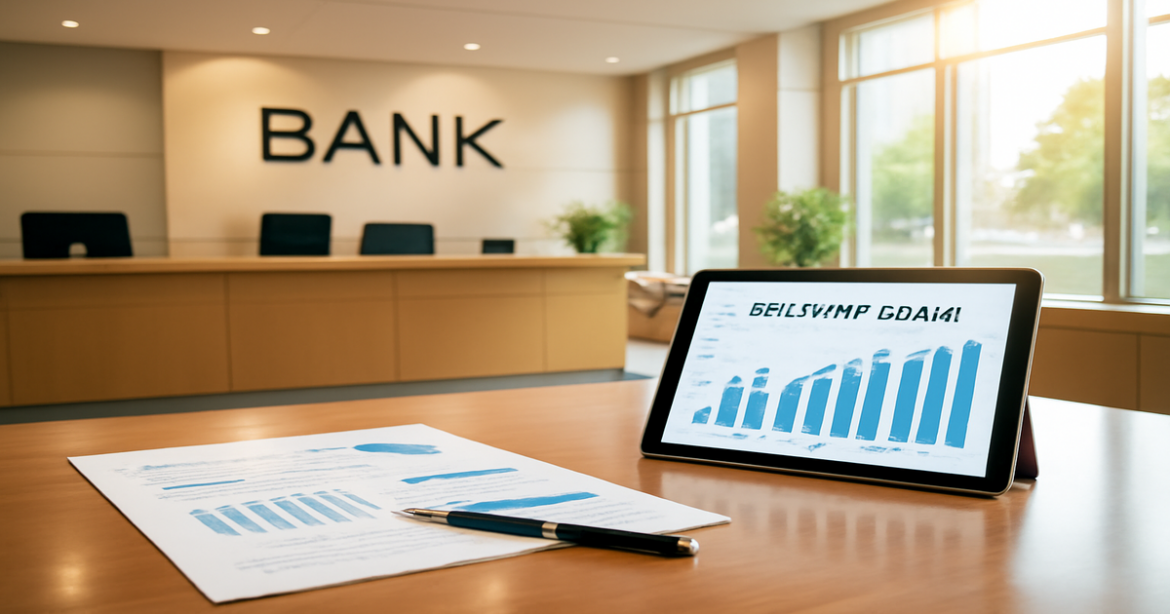Professional image illustrating a вклад в банке with modern banking elements and a calming atmosphere.
