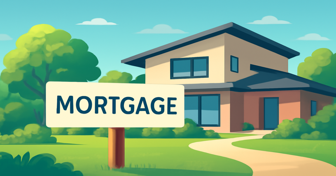 A beautiful home with a mortgage sign, symbolizing the journey of taking a mortgage.