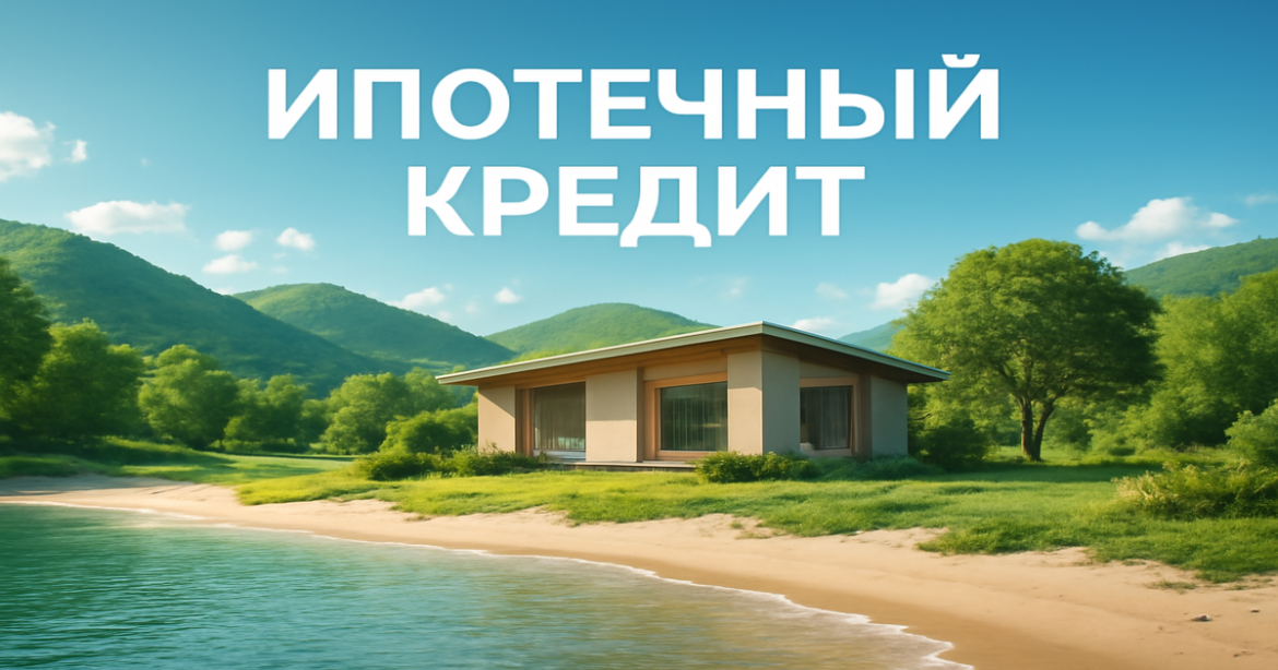 A tranquil home in nature representing ипотечный кредит, highlighting relaxation and comfort in a beautiful setting.