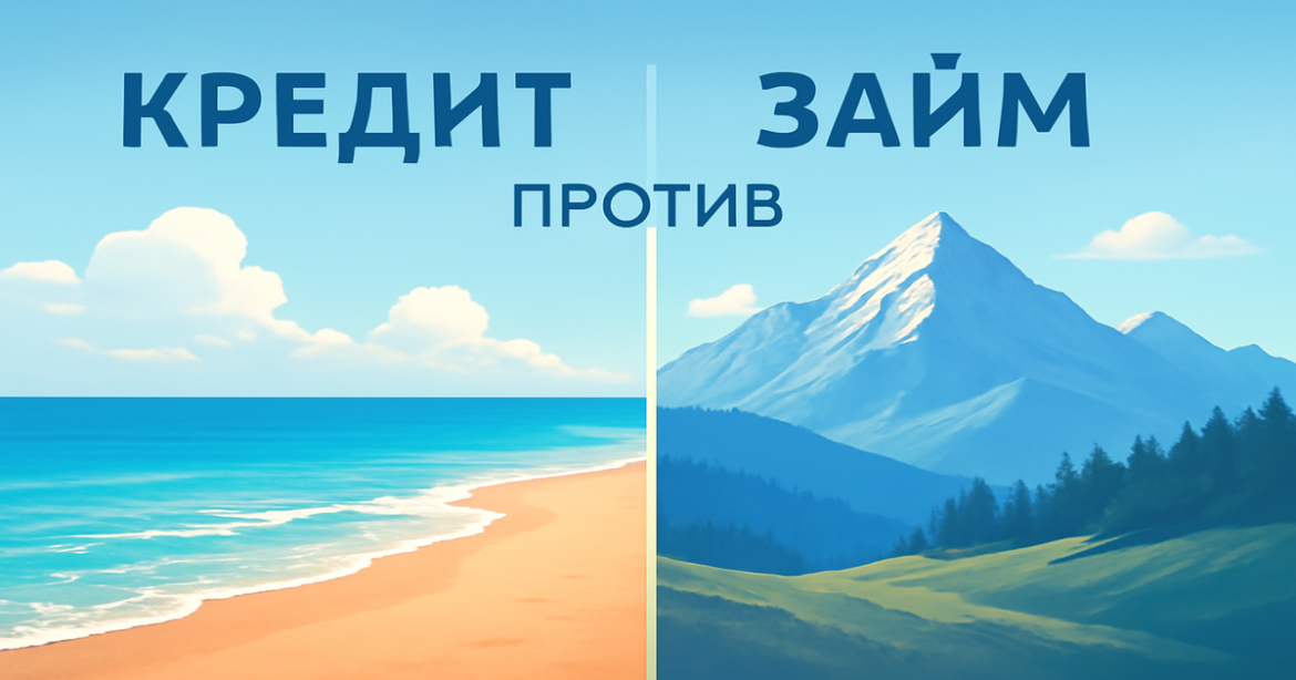 Explore the differences in financial tools with a serene landscape image representing кредит против займа.