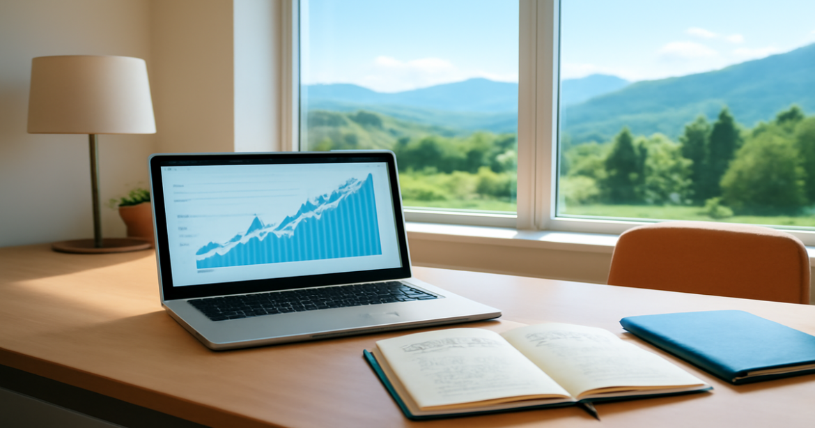 Explore investment products in a professional office setting with nature views, ideal for beginners.