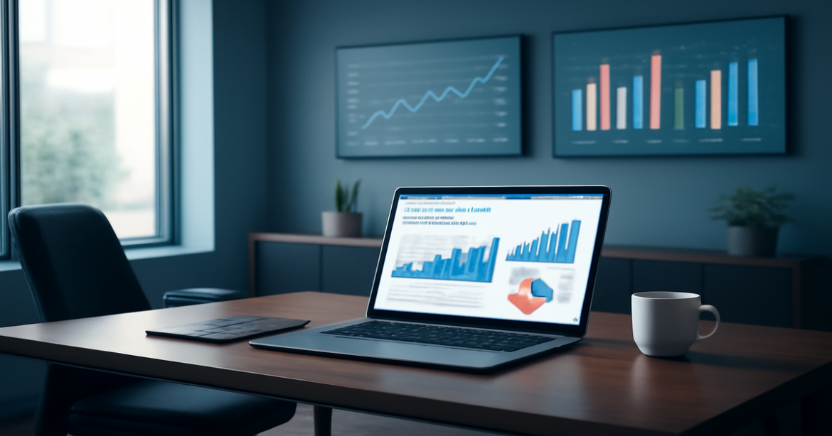 Professional workspace image highlighting business-banking services with modern design elements.