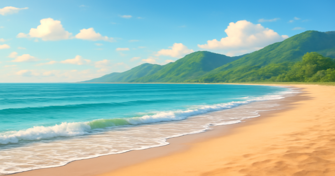 A tranquil beach scene representing the financial freedom of персональные кредиты.