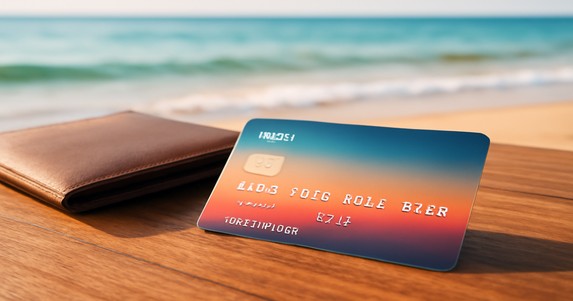 An elegant debit card on a table, symbolizing personal finance management and convenience.