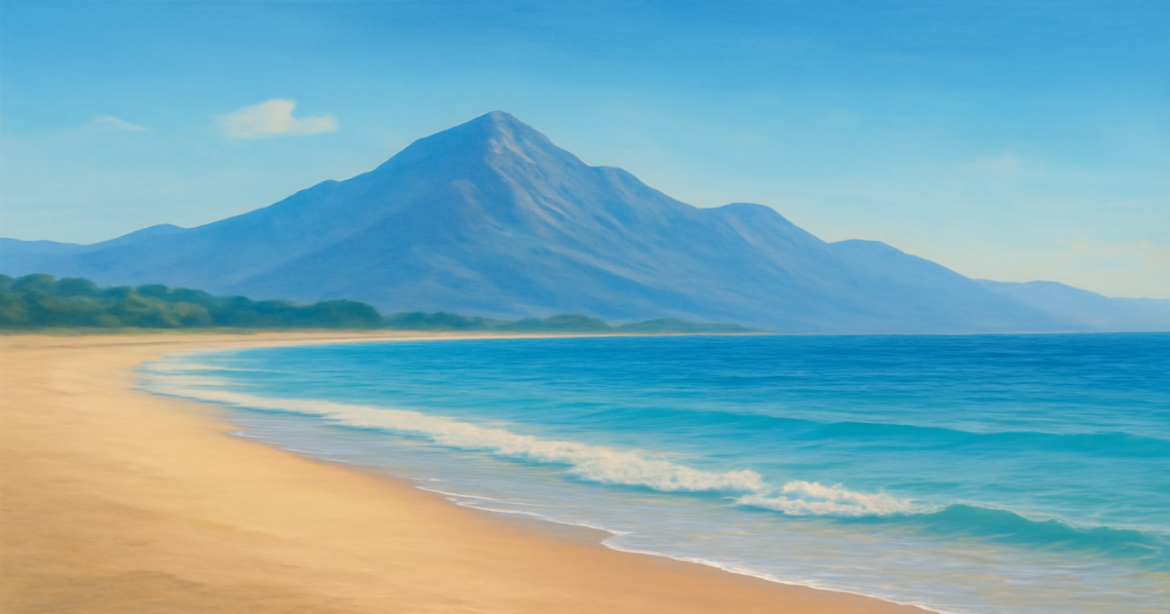 A peaceful mountain and beach scene representing personal credit and financial wellness.