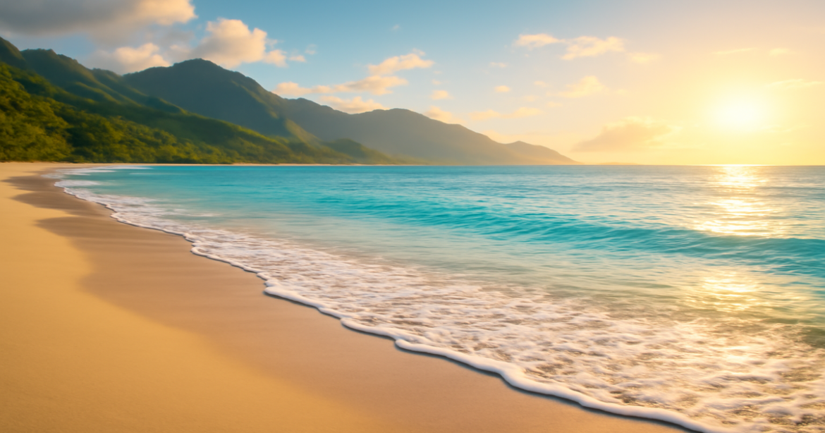 A tranquil beach scene symbolizing financial security in страхование choices, highlighting nature's beauty.