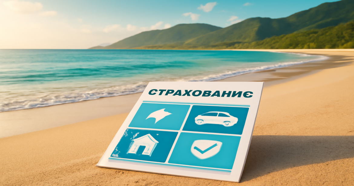 A tranquil beach scene symbolizing страхование and financial security in travel planning.