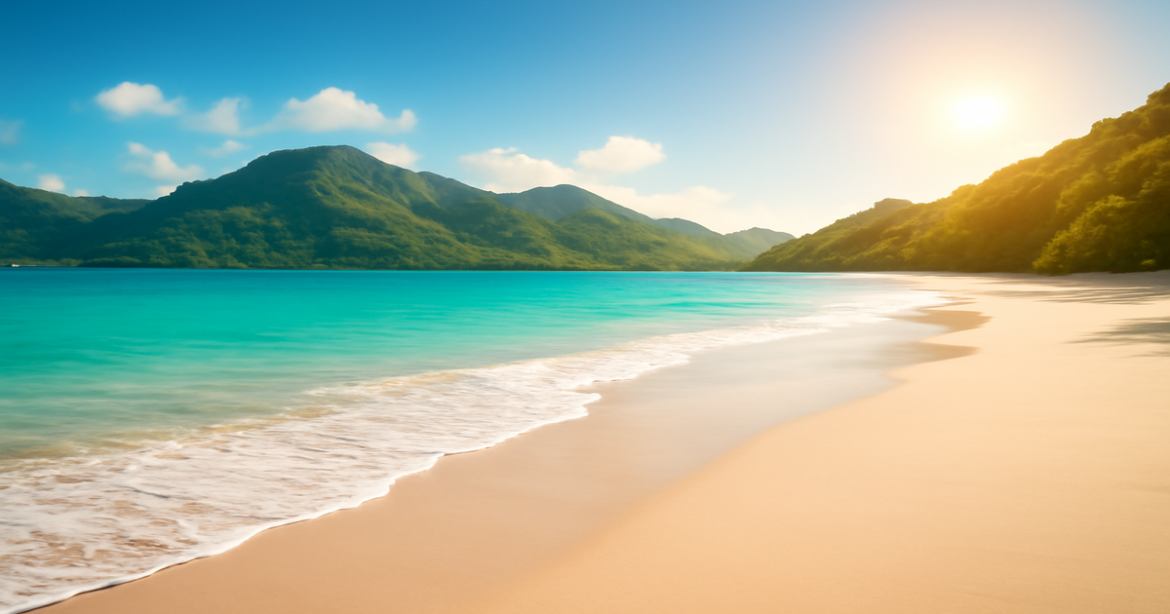 A tranquil beach scene perfect for illustrating личные займы for travel needs.