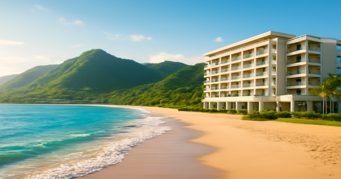 Stunning beach landscape representing investment products for capital growth and financial stability.