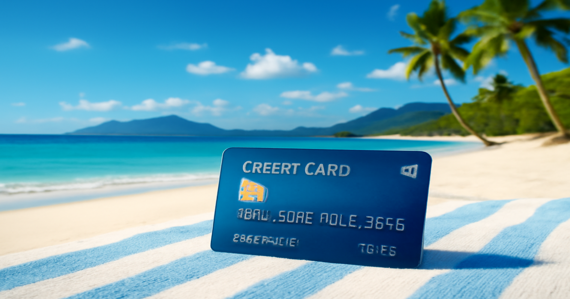 A serene beach scene symbolizing выбор кредитной карты, perfect for financial planning themes.
