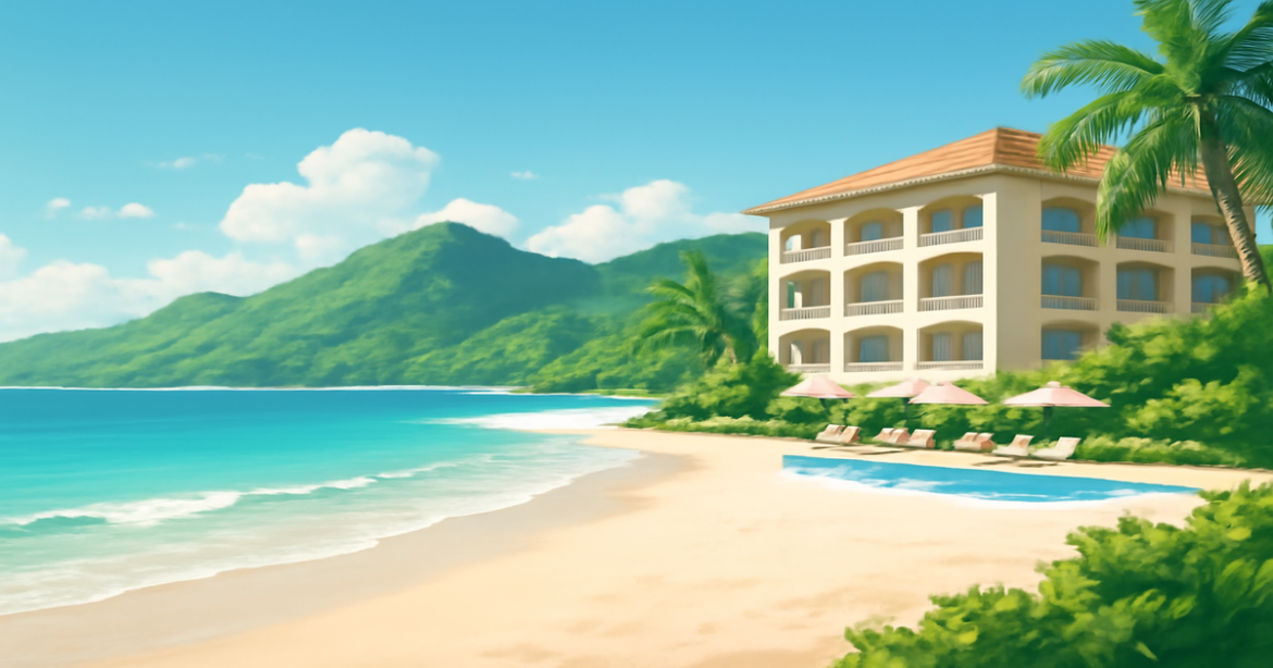 A calming beach scene illustrating the concept of saving and growing ваши депозиты for future travels.
