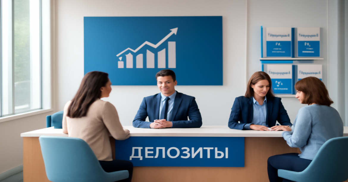 Modern bank interior showcasing deposit options, reflecting trust and professionalism in депозиты.