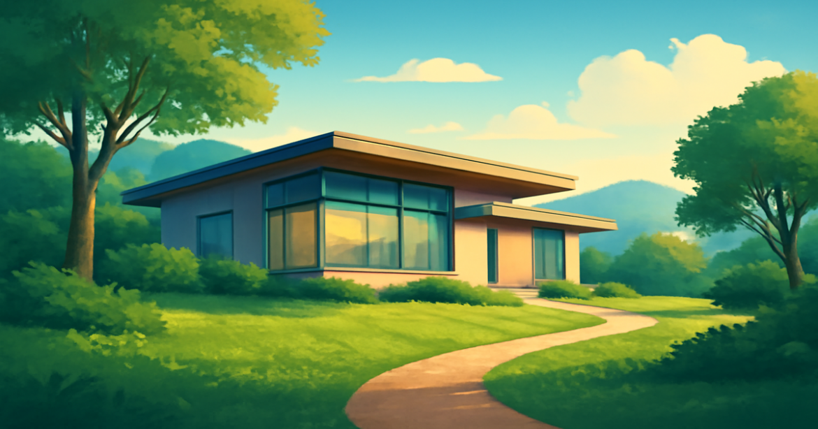 A beautiful home in nature, symbolizing the journey of selecting the best ипотечный кредит.