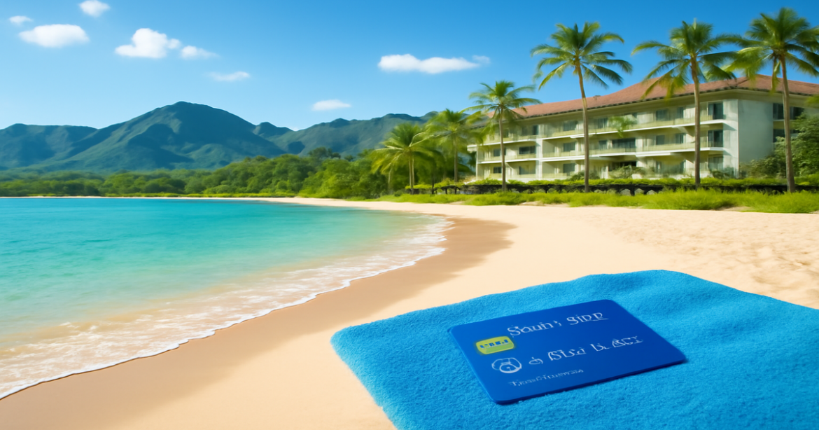 A picturesque travel destination image for сравнение кредитных карт article, featuring serene beaches and mountains.