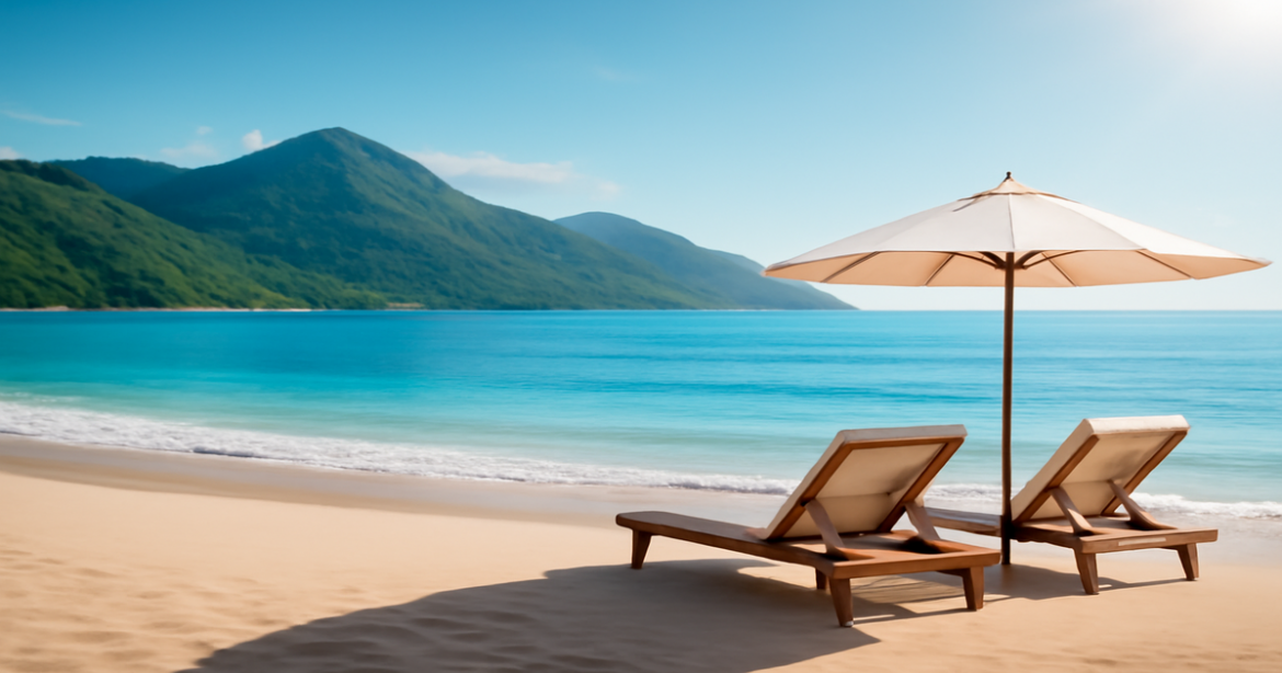 A serene beach landscape representing различные инвестиционные продукты for conscious financial choices.