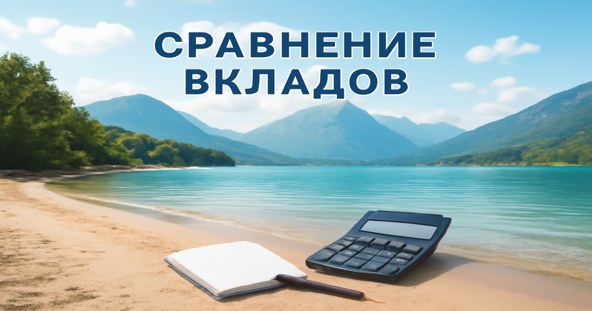 A serene landscape representing 'сравнение вкладов' for financial decision-making in 2026.
