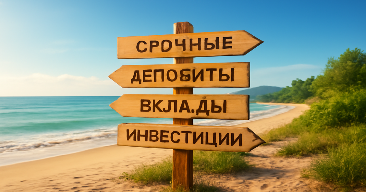 A calming beach scene representing срочные депозиты as a secure financial option.