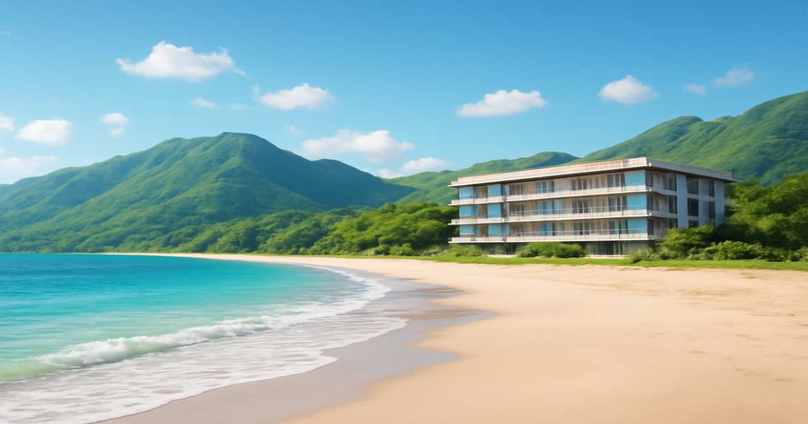 A peaceful beach scene illustrating страхование as a means of financial security.