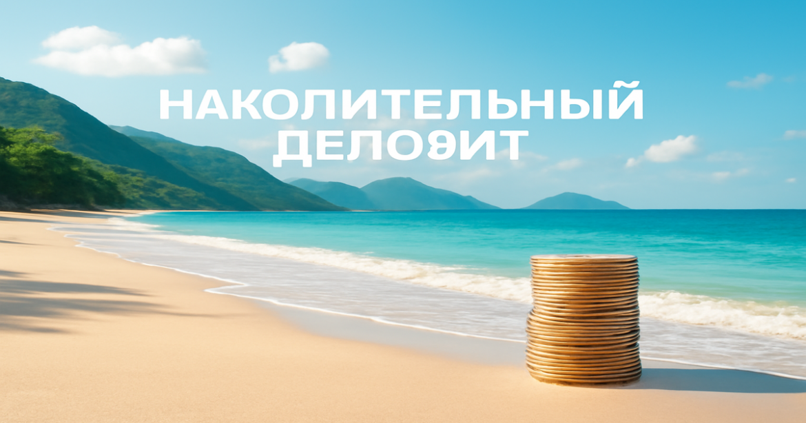 A tranquil beach scene symbolizing накопительный депозит and financial growth in a relaxing setting.