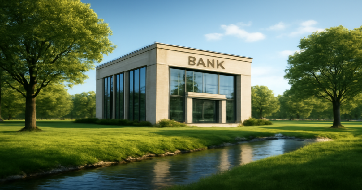 Explore top 5 предложения по депозитам in 2023 with a serene bank setting and nature backdrop.