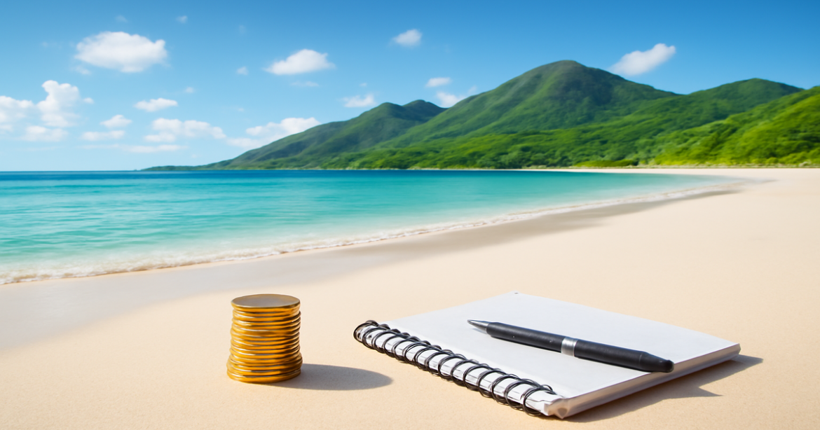 A serene beach scene symbolizing effective управление долгами and personal finance management.
