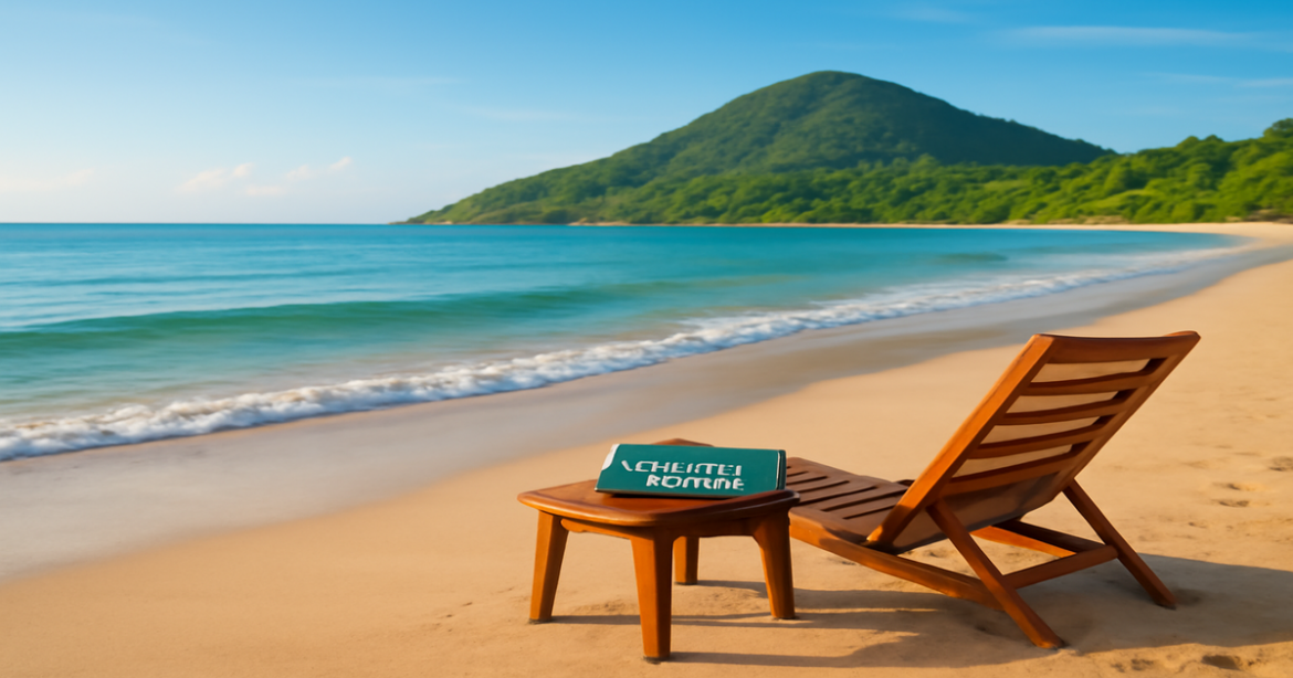 A tranquil beach scene highlighting the importance of финансовая грамотность amidst nature's beauty.