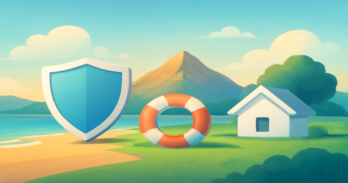 Explore the concept of страхование through serene landscapes symbolizing protection and security.