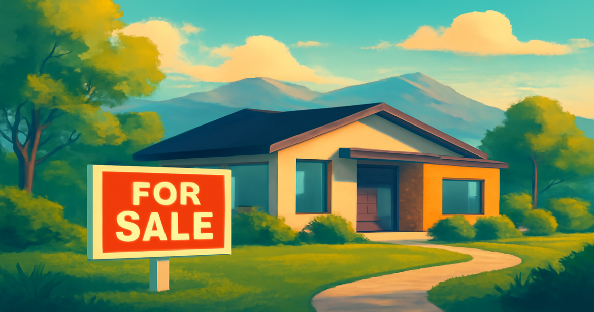 Modern home with a 'For Sale' sign, symbolizing ипотечный кредит in 2026.