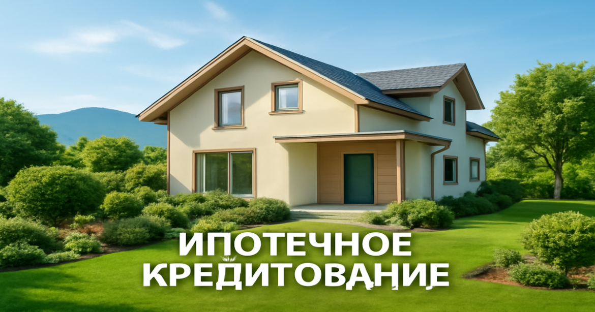 A beautiful home representing ипотечное кредитование, set in a tranquil natural landscape.