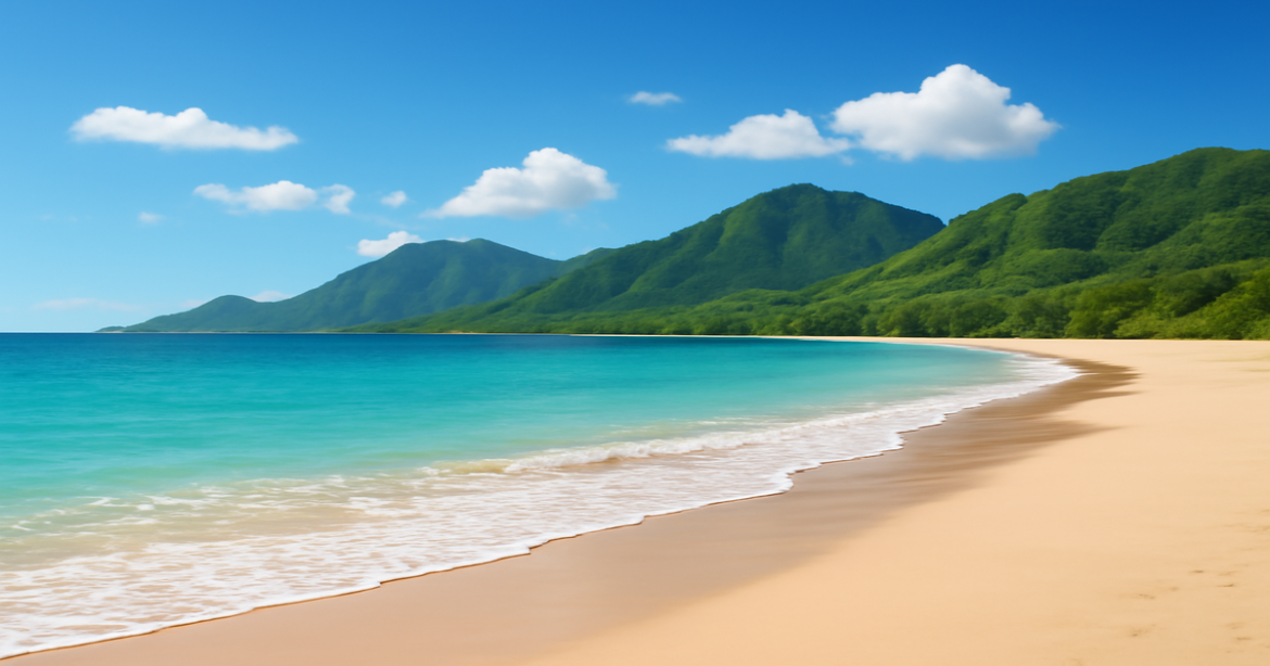 A peaceful beach scene representing страхование кредитов and financial security.