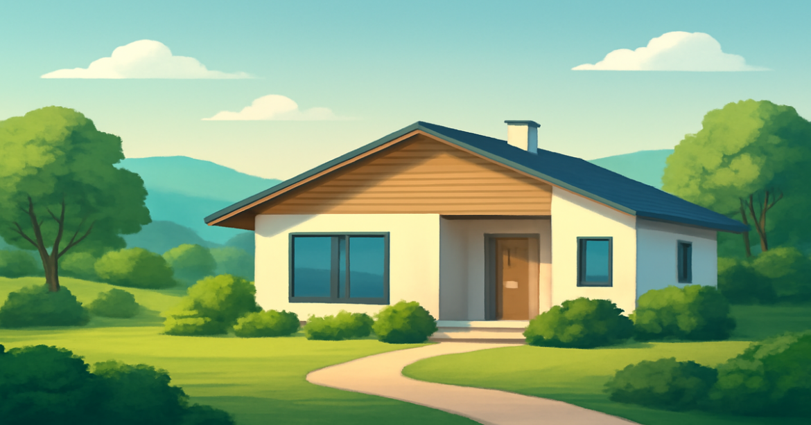 A peaceful home in nature representing ипотека benefits, highlighting financial stability and comfort.