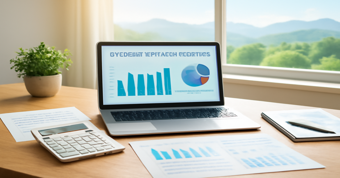 A professional workspace illustrating the concept of потребительские кредиты and financial planning.