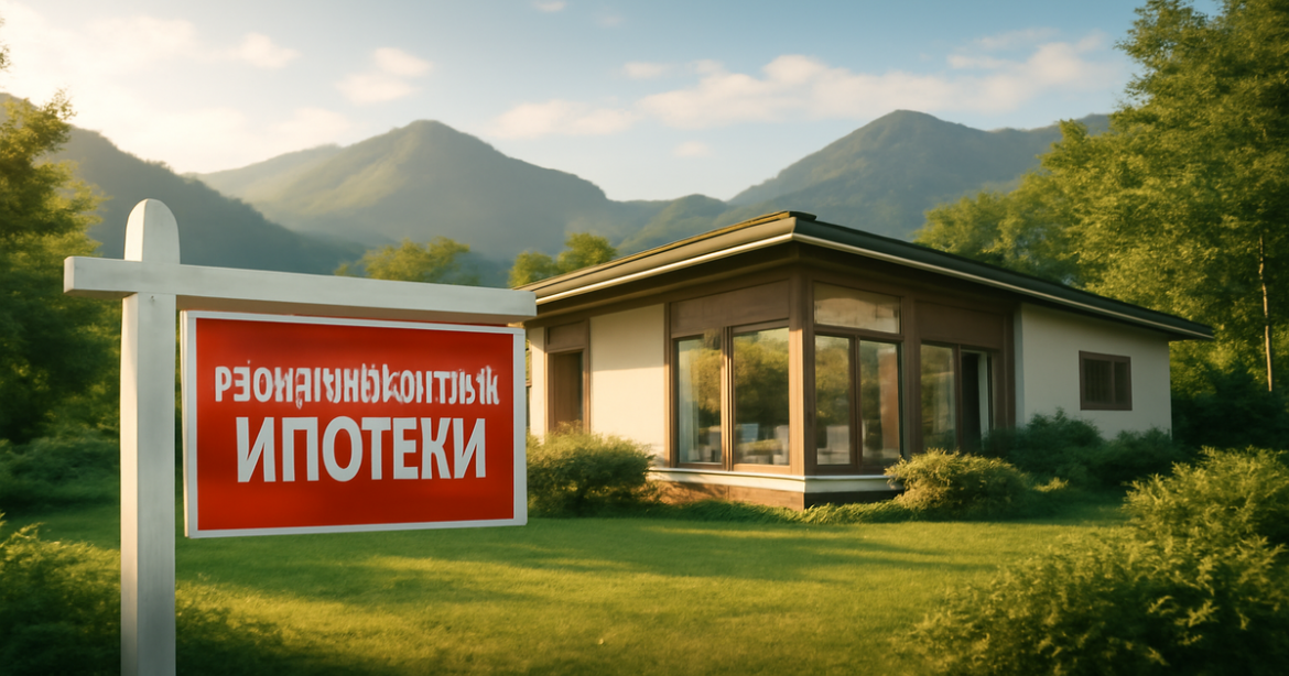 A tranquil home landscape representing рефинансирование ипотеки, highlighting financial peace and stability.