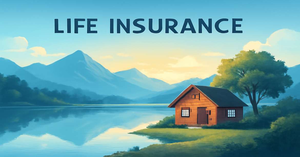 A tranquil landscape illustrating страхование жизни, symbolizing financial security for families.