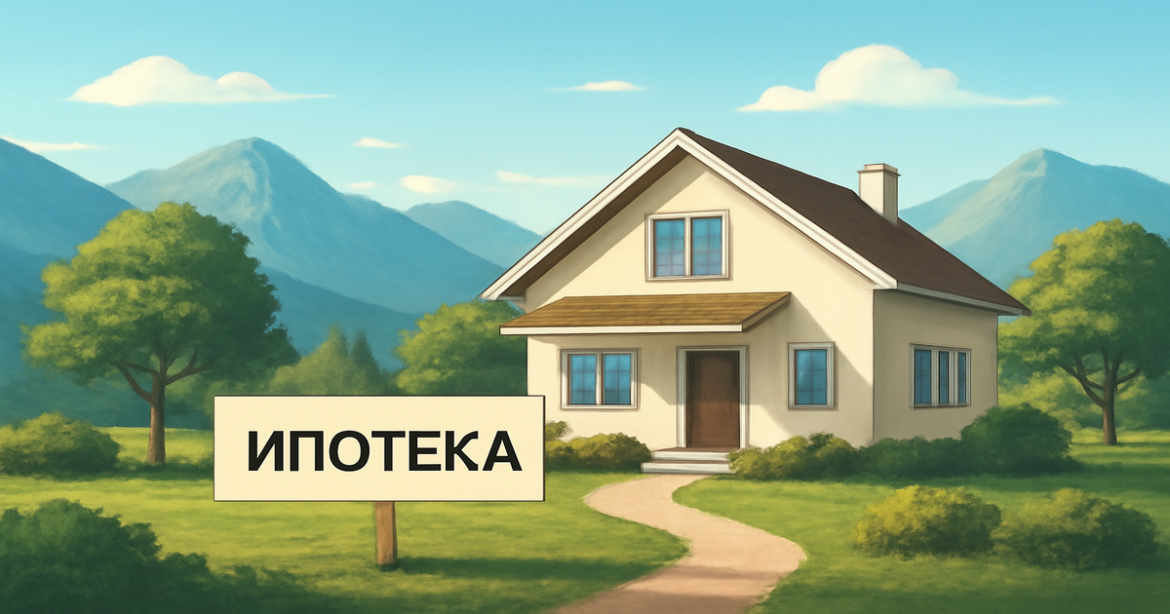 A peaceful home in nature, illustrating the concept of ипотека and financial planning.