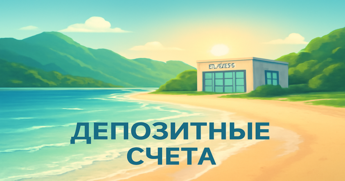 A tranquil beach scene symbolizing депозитные счета and financial security, perfect for personal finance articles.