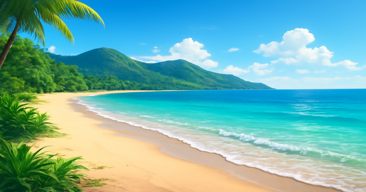 A relaxing beach scene representing управление финансами and financial stability in a professional style.