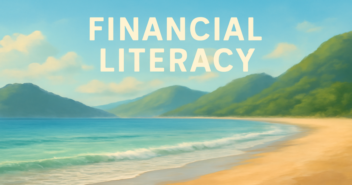 A calming beach landscape illustrating the importance of финансовая грамотность for financial management.