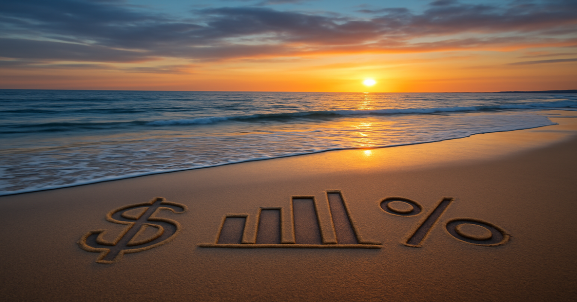 A peaceful beach scene symbolizing финансовая грамотность and financial stability.