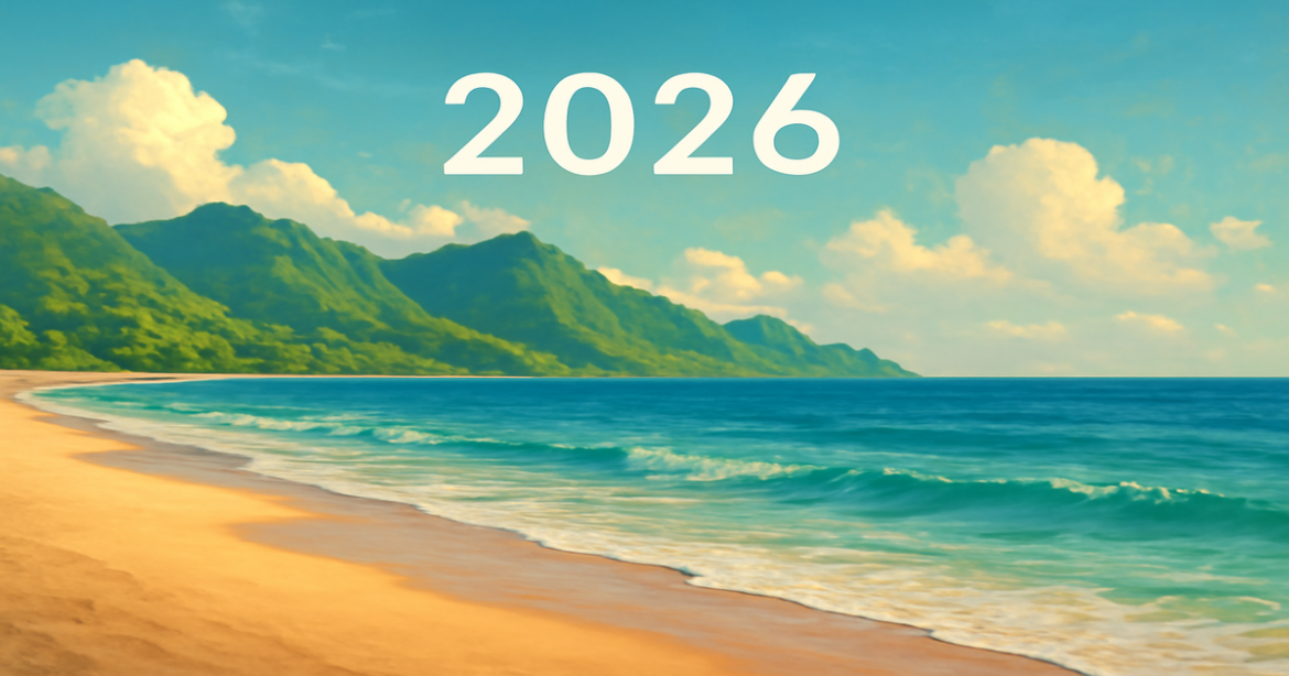 A tranquil beach landscape representing инвестиции для начинающих in 2026, symbolizing new opportunities.