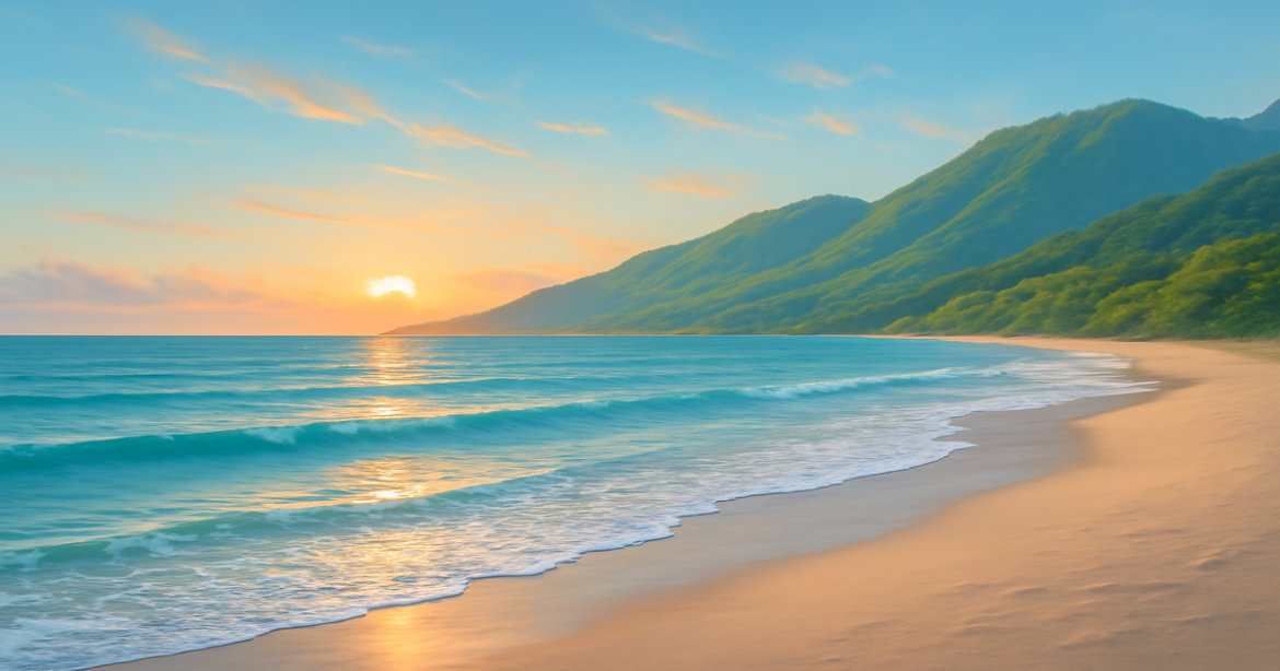 A tranquil beach scene symbolizing investment opportunities for beginners, showcasing nature's beauty.