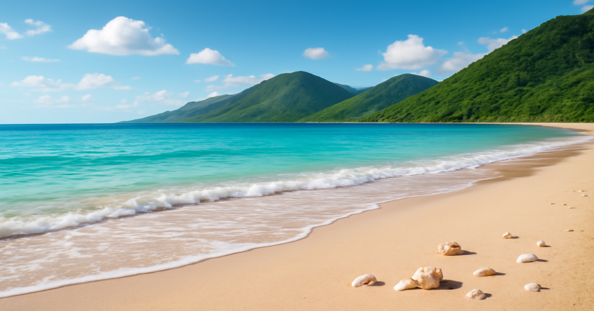 Relaxing beach landscape highlighting investment funds and financial planning opportunities.