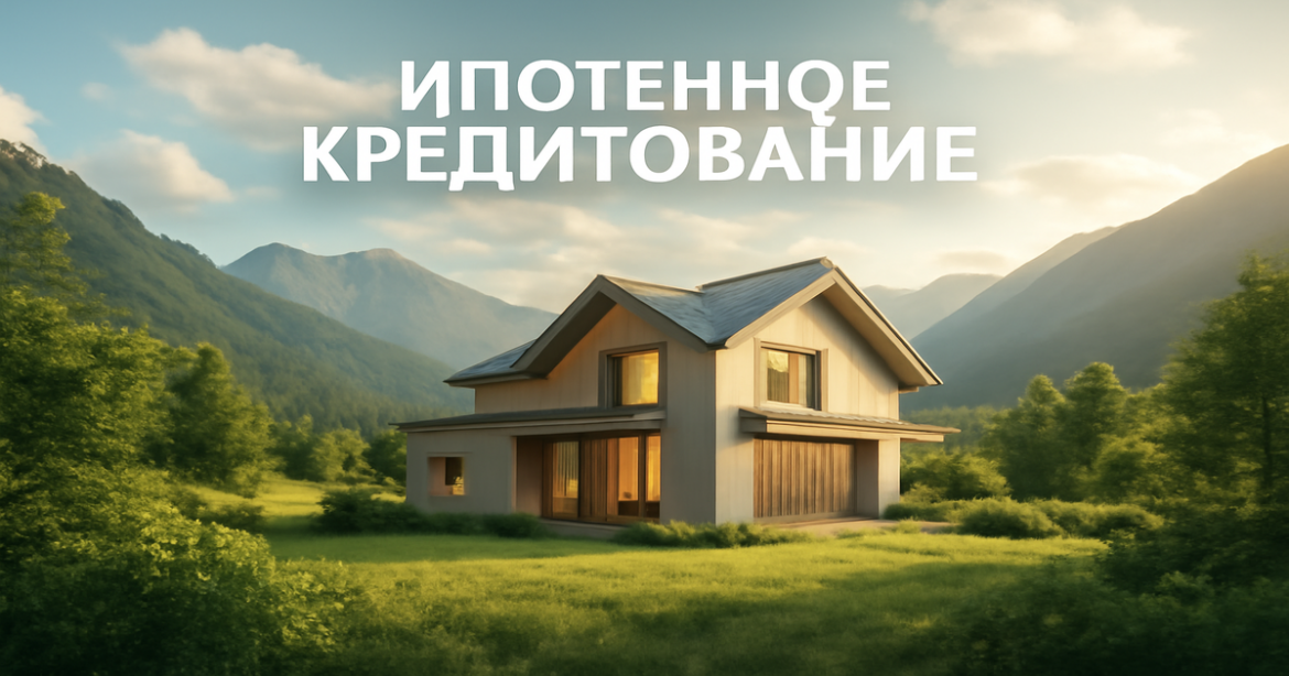 Beautiful home in mountains symbolizing ипотечное кредитование, showcasing comfort and aspiration.