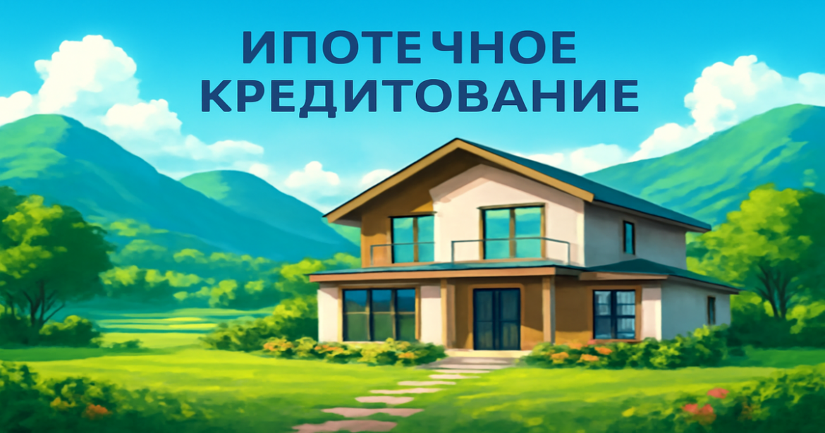 A beautiful landscape representing ипотечное кредитование with a modern house in nature.