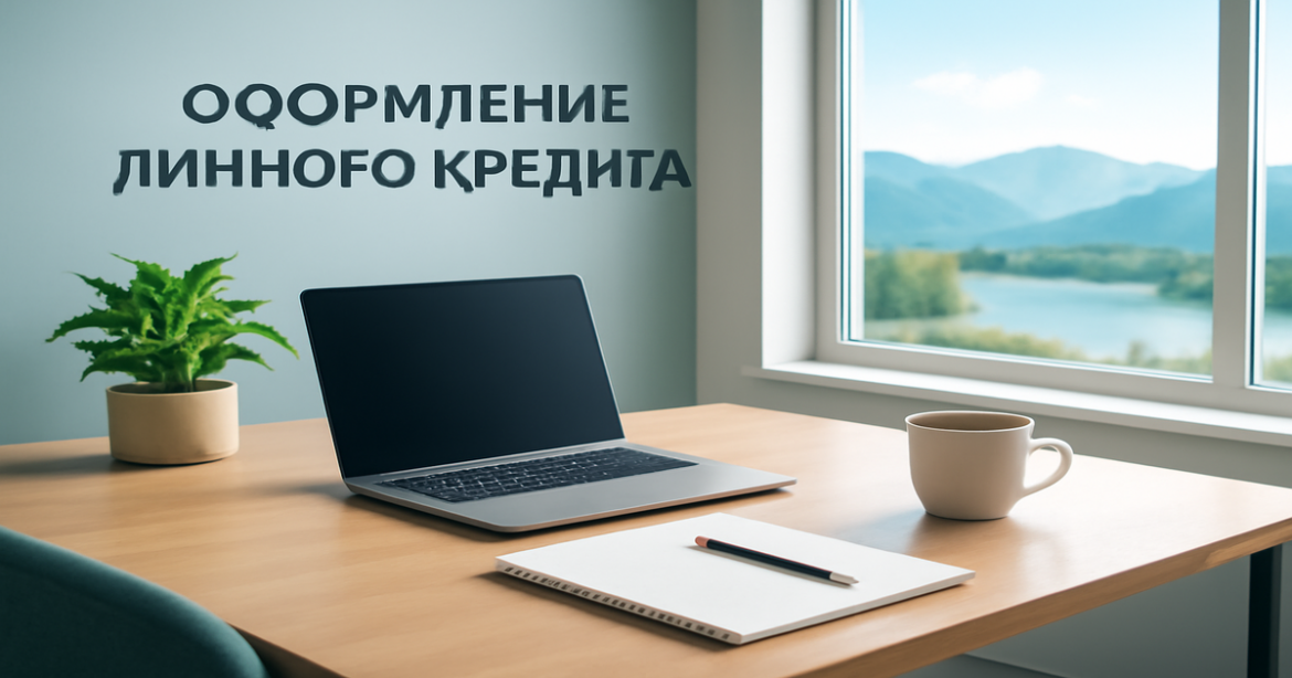 Professional workspace for оформление личного кредита with a calming natural backdrop.