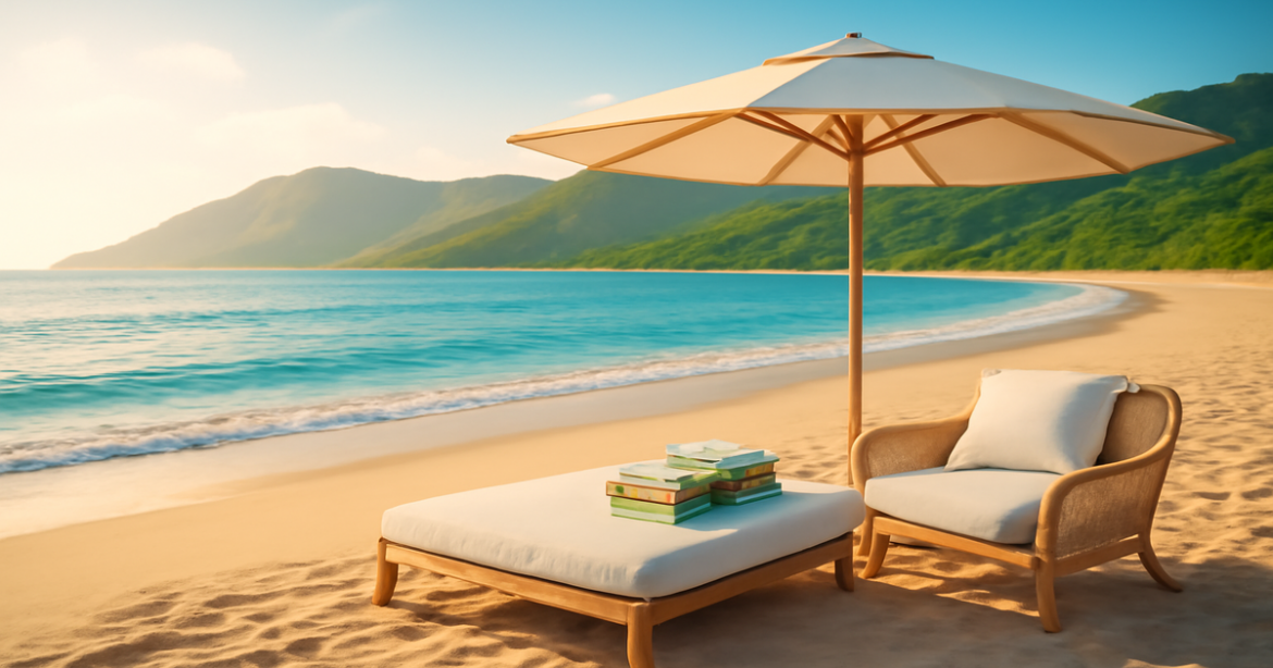 A tranquil beach scene representing financial comfort in personal loans.