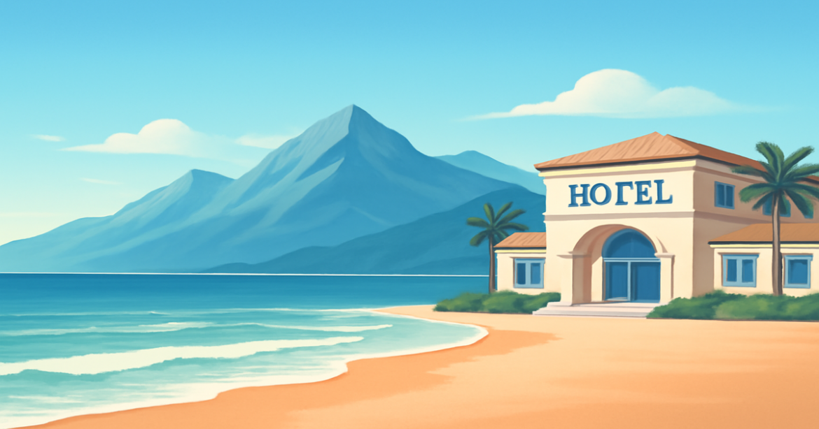 Beautiful beach and mountain scene representing кредиты и займы for financial success.