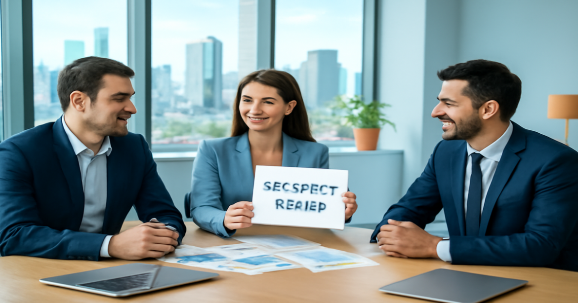 A professional office scene illustrating the process of choosing a бизнес-банк for business success.
