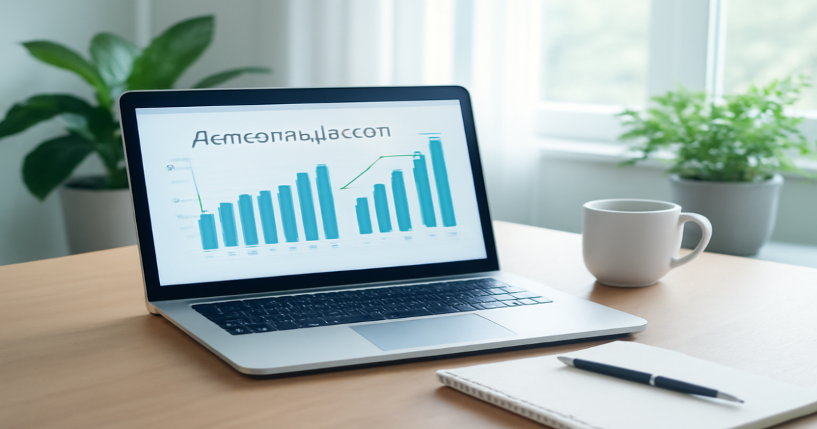 A professional office scene illustrating a депозитный счет with financial planning tools.
